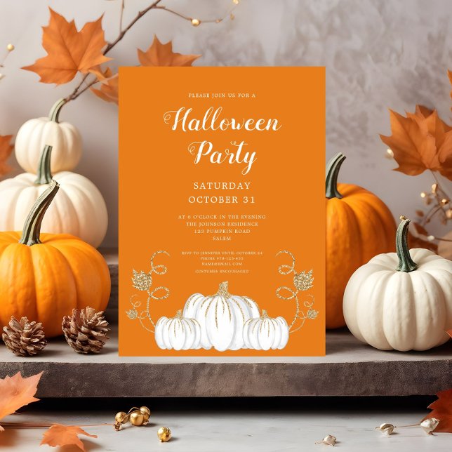 Invitation Soirée d'Halloween du Citrouille migre Orange (Cute Orange Pumpkin Halloween Party Invitation)