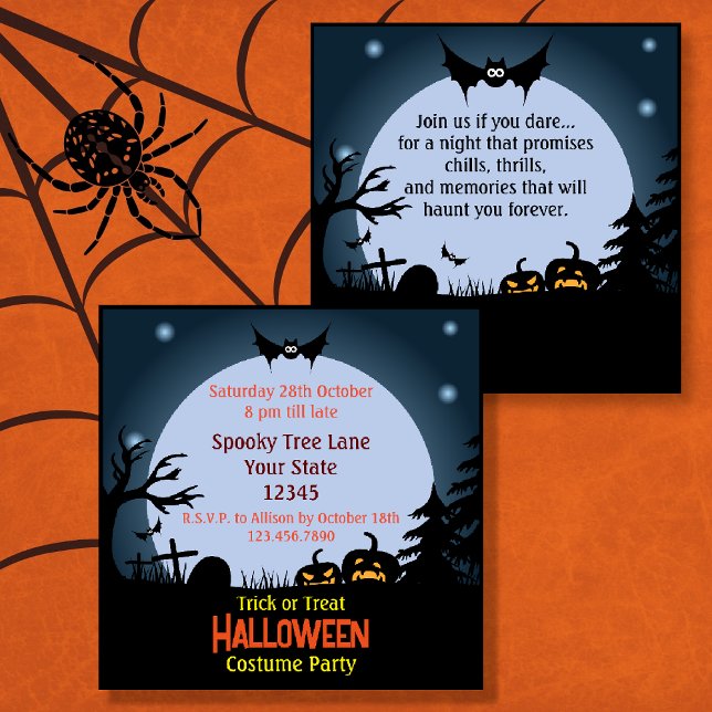 Invitation Soirée d'Halloween éffrayante (Creepy Halloween Scene Costume Party Invitations)