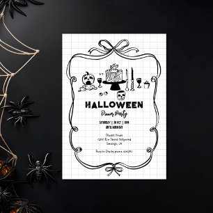 Invitation Soirée d'Halloween en noir et blanc