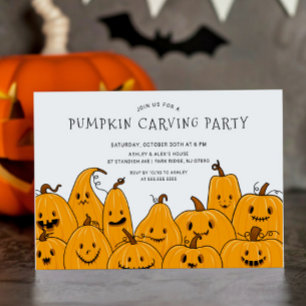 Invitation Soirée d'Halloween en sculpture Citrouille