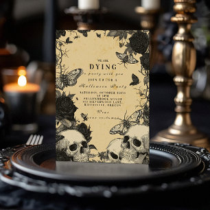 Invitation Soirée d'Halloween macabre gothique de crâne et de