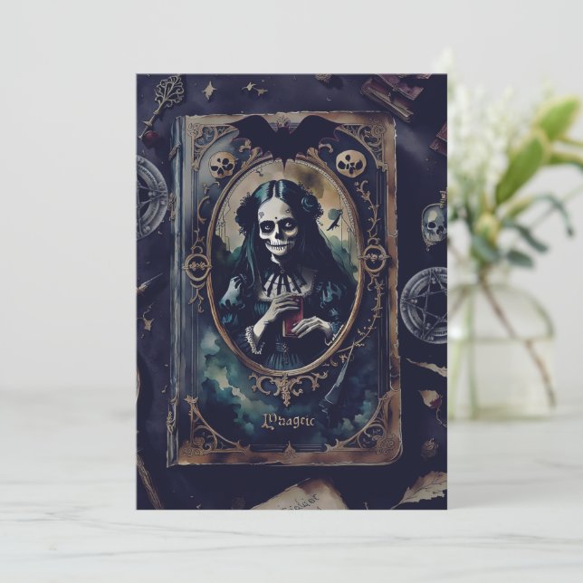 Invitation Soirée d'Halloween magique (Debout devant)