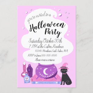 Invitation Soirée d'Halloween Pastel Witch