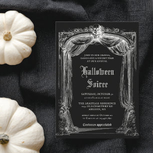 Invitation Soirée d'Halloween pour adultes, fête gothique vin