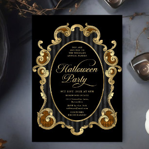 Invitation Soirée d'Halloween pour adultes Gold Ornat Vintage