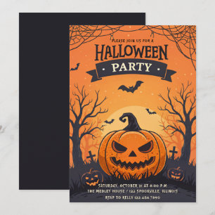 Invitation Soirée d'Halloween pour enfants avec Jack-O-Lanter
