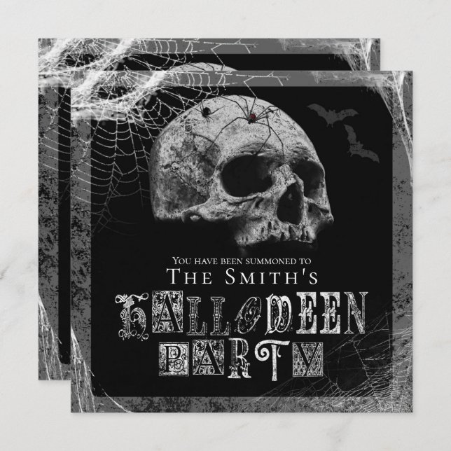 Invitation Soirée d'Halloween pour veuve noire (Devant / Derrière)