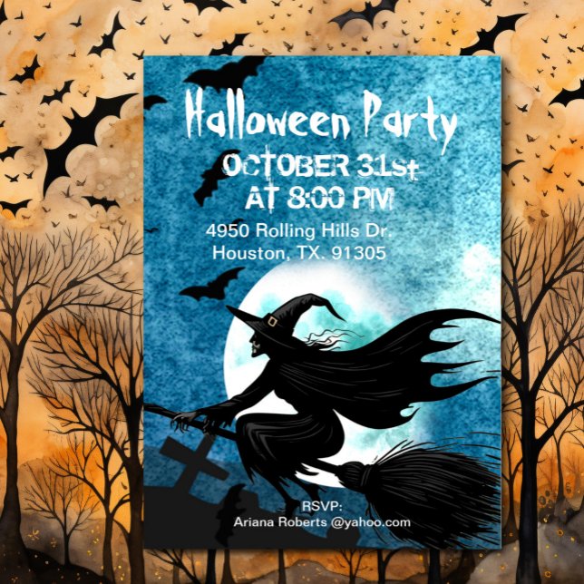 Invitation Soirée d'Halloween sorcière (Créateur téléchargé)