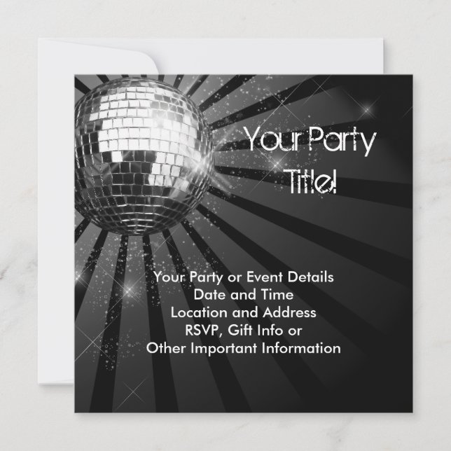 Invitation Soirée Disco Disco Ball (Devant)