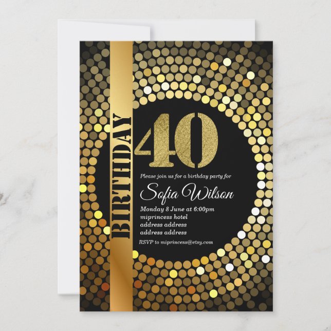 Invitation Soirée disco, or, les années 70, fête d'anniversai (Devant)