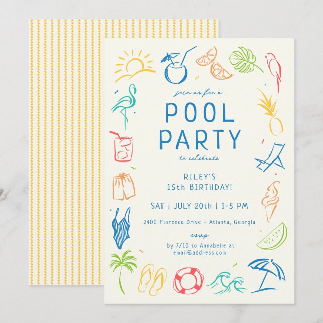 Invitation Soirée Doodle (Devant / Derrière)