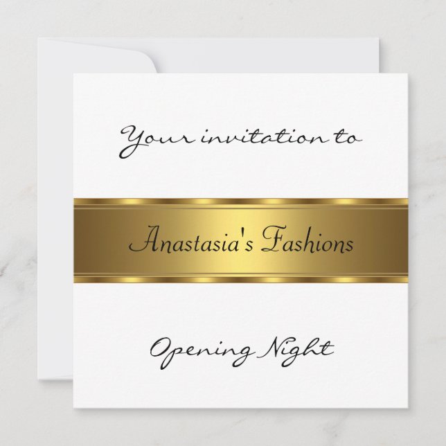 Invitation Soirée d'ouverture Blanc Noir Or (Devant)