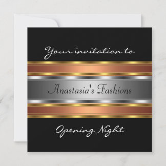 Invitation Soirée d'Ouverture Noir Or Cuivre Argen