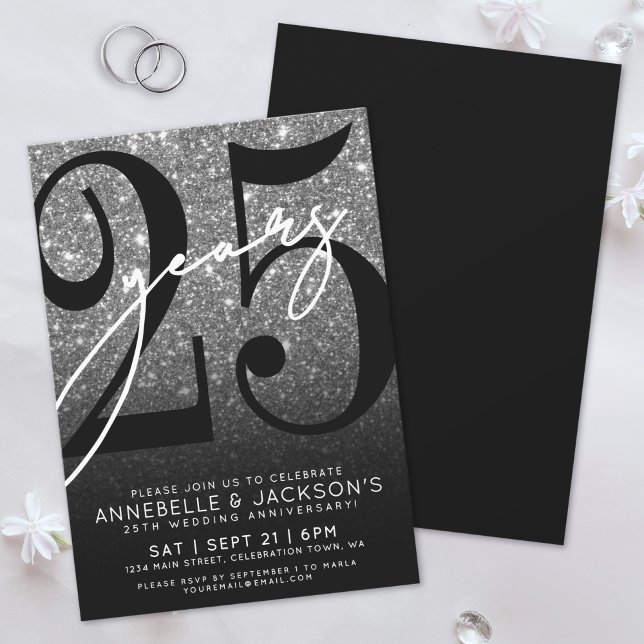 Invitation Soirée du 25e anniversaire (Silver 25th Anniversary Party Invitation)
