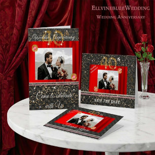 Invitation Soirée du 40e Anniversaire de Chic   Rouge Rubis &