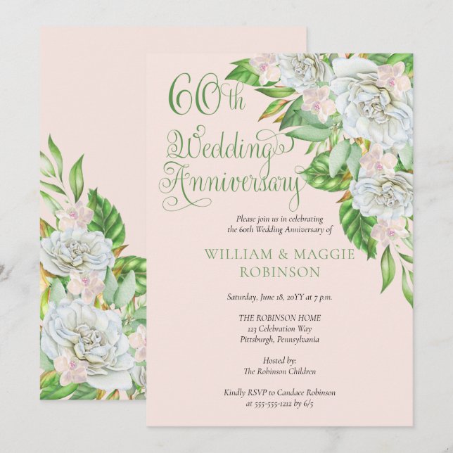 Invitation Soirée du 60e anniversaire de la Rose blanche (Devant / Derrière)