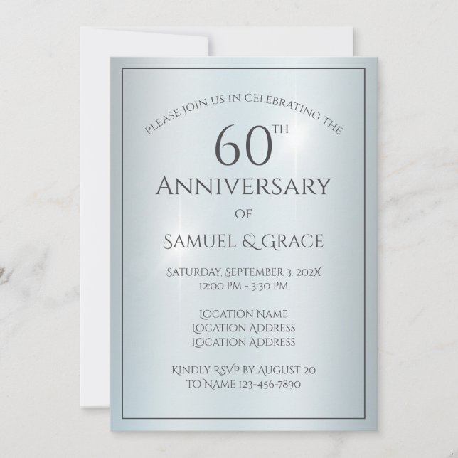 Invitation Soirée du 60e anniversaire du Mariage sur mesure (Devant)