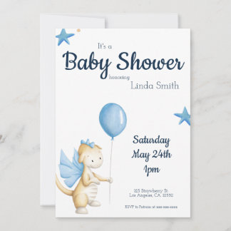 Invitation Soirée du Baby shower du Cute Dragon