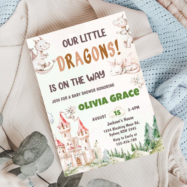Invitation Soirée du Baby shower du Cute Dragon (Créateur téléchargé)