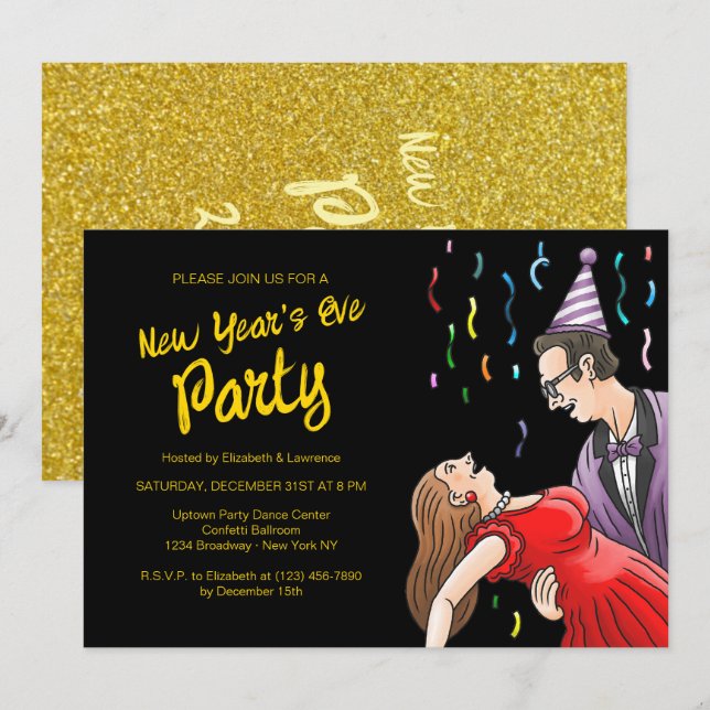 Invitation Soirée du Nouvel An (Devant / Derrière)