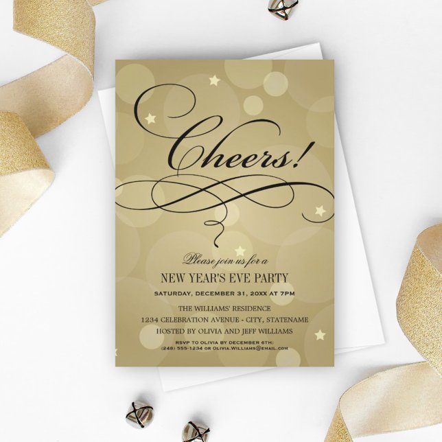 Invitation Soirée du Nouvel An Champagne Gold (Créateur téléchargé)