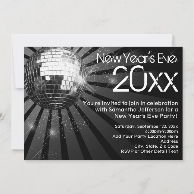 Invitation Soirée du Nouvel An de Disco Ball (Devant)