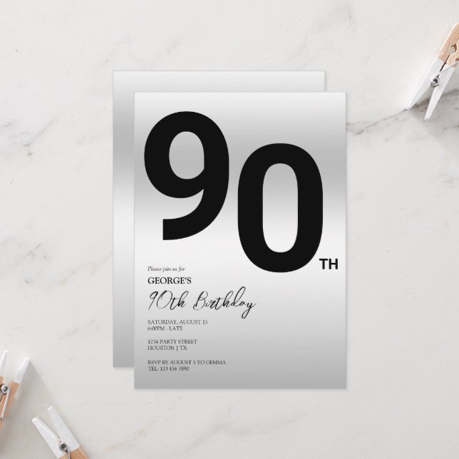 Invitation Soirée élégante 90e anniversaire (Devant/Arrière en situation)