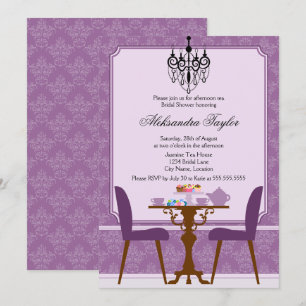 Invitation Soirée élégante à la Damas et au lustre Tea Party