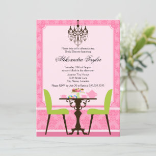 Invitation Soirée élégante à la Damas et au lustre Tea Party