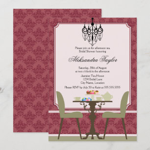 Invitation Soirée élégante à la Damas et au lustre Tea Party