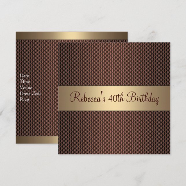 Invitation Soirée élégante au chocolat 40e anniversaire (Devant / Derrière)