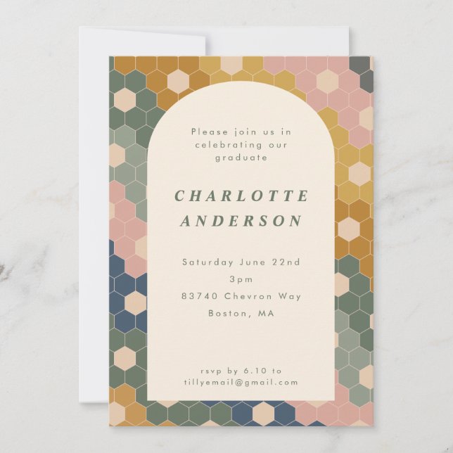 Invitation Soirée élégante Boho Géométrique Blue Green Gradua (Devant)