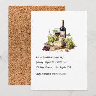 Invitation Soirée élégante de dégustation de vin et de fromag