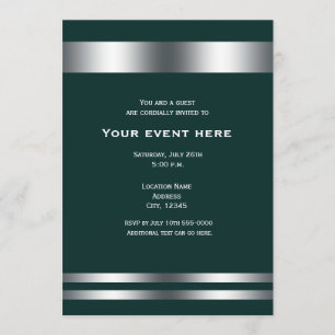 Invitation Soirée élégante de dîner Deep Teal & Silver