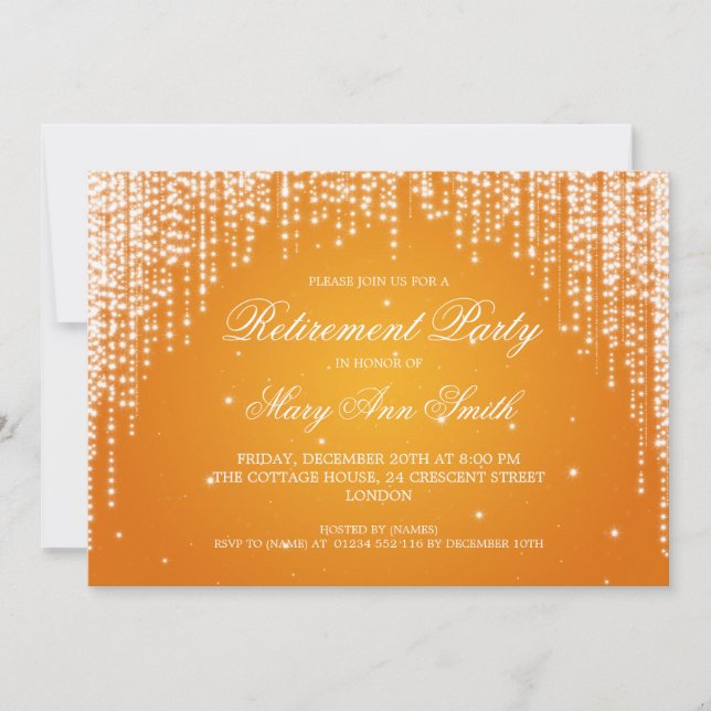 Invitation Soirée Elégante de la fête de la retraite Dazzle O (Devant)