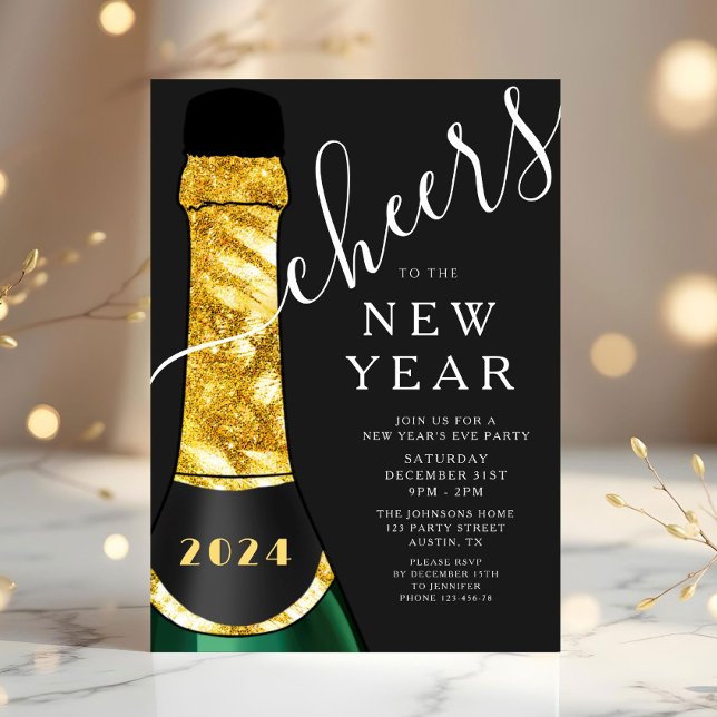 Invitation Soirée élégante du Nouvel An (Elegant New Year's Eve Party Invitation)