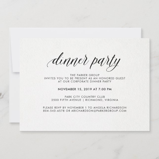 Invitation Soirée élégante en typographie simple| Entreprise (Devant)