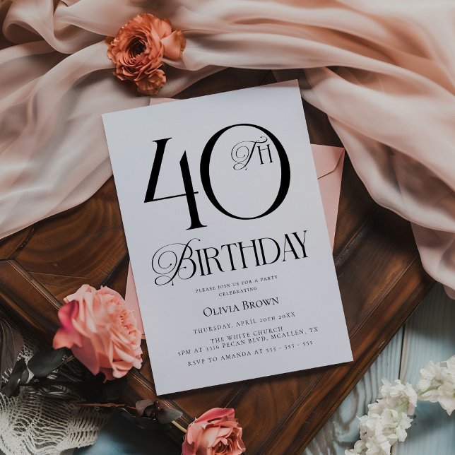 Invitation Soirée Elégante Simple 40e anniversaire (Créateur téléchargé)