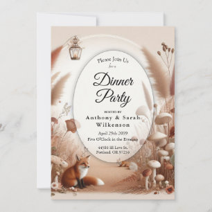 Invitation Soirée Enchanted Autumn Forest Foxes Diner