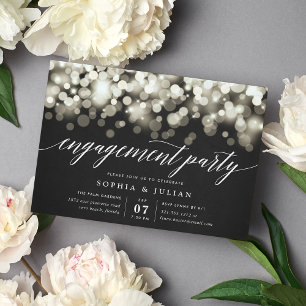 Invitation Soirée enchantée Black & Gold Engagement Party