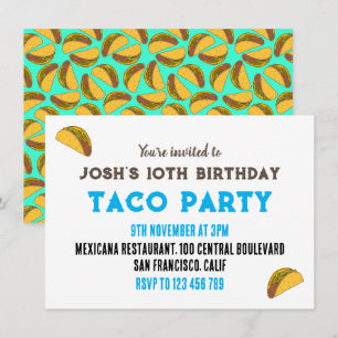 Invitation Soirée Enfants Taco fête d'anniversaire