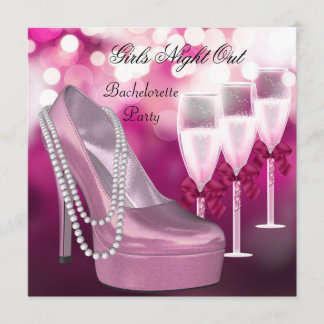 Invitation Soirée entre filles chaussures roses talons hauts