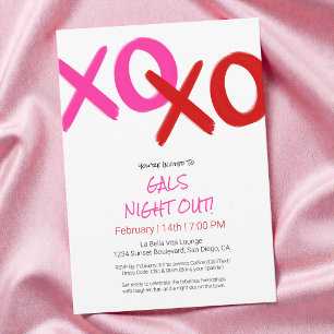 Invitation Soirée entre Filles Rose Mignon XOXO Fête de Galen