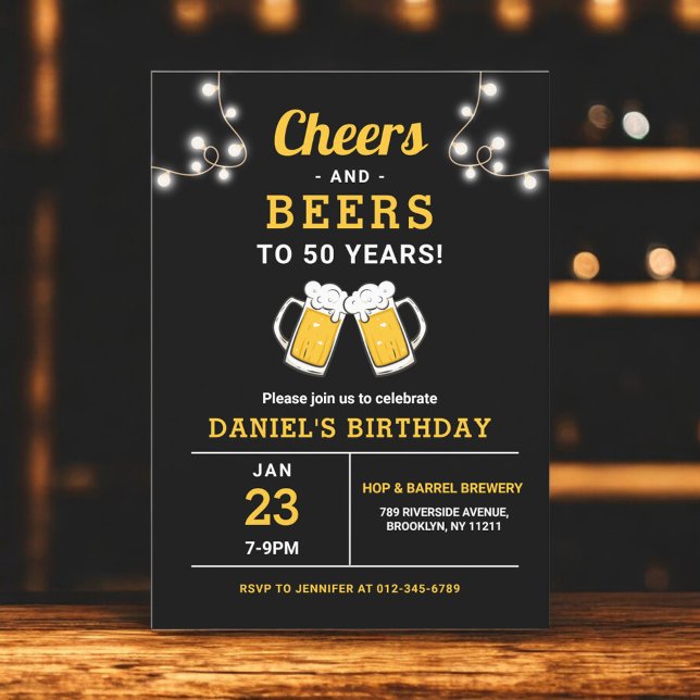 Invitation Soirée Et Bières 50 Ans Fête D'Anniversaire (Créateur téléchargé)