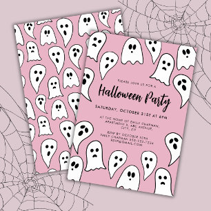 Invitation Soirée fantôme d'Halloween rose