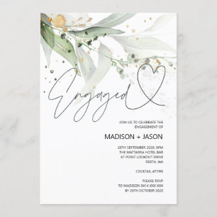 Invitation Soirée Fiançailles Eucalyptus Vert Élégante
