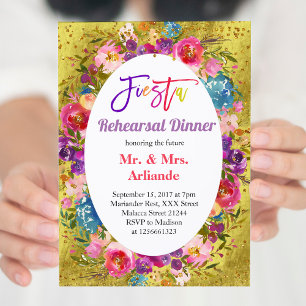 Invitation Soirée Fiesta mexicaine Gold Dinner Gold