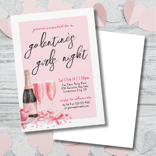 Invitation Soirée Filles Champagne Rose Galentine's Day