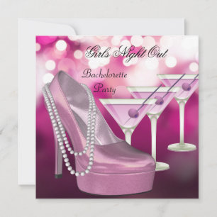 Invitation Soirée Filles Chaussures Roses Talons Hauts Martin