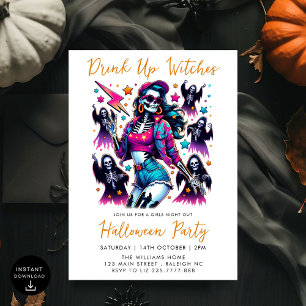 Invitation Soirée Filles Roses Sortie Adulte Halloween Party